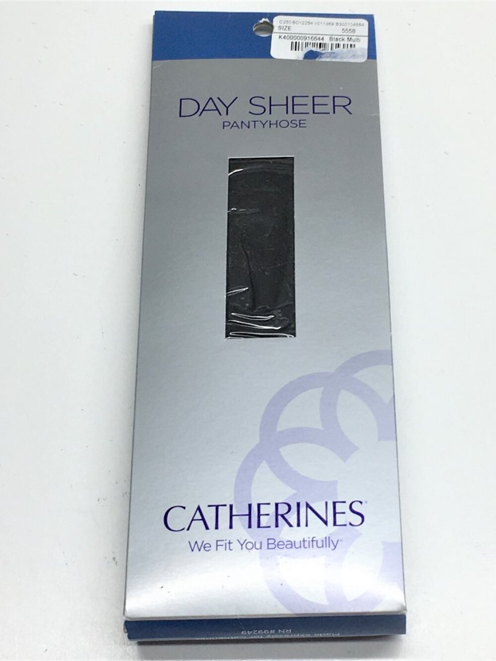 Catherines Pantyhose Day Sheer Hosiery Ribbed Panty Black Multi Plus Size E